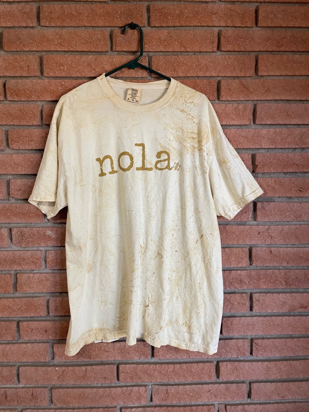 Comfort Colors Nola Short-Sleeve Tee in Cream with Gold Print